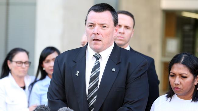 Detective Inspector Hansen outside the Brisbane Supreme Court following Chardon’s sentence. Picture: AAP Image/Richard Gosling.