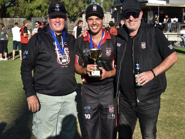 South Caulfield coach Gerard Cull, captain Will Russell and chairman of selectors Matthew Stahmer. Picture: Ron Weil