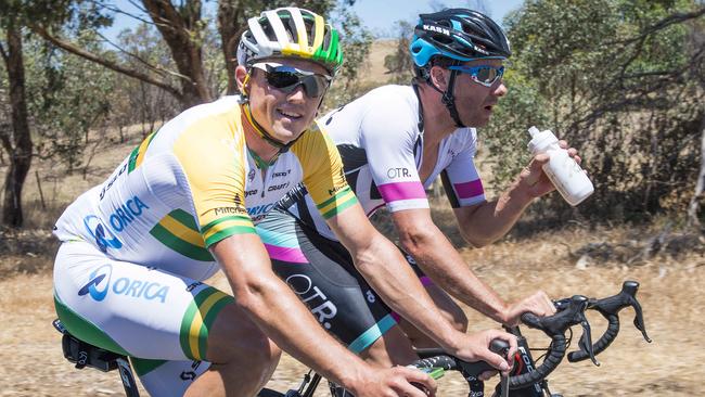 GreenEDGE Winery Ride 23 November 2013 The 3rd Annual River and Ranges Winery Ride at Mitchelton Wines in Nagambie. Orica-Green Edge cyclist Simon Gerrans on the course with other riders. Pictures: Eugene Hyland