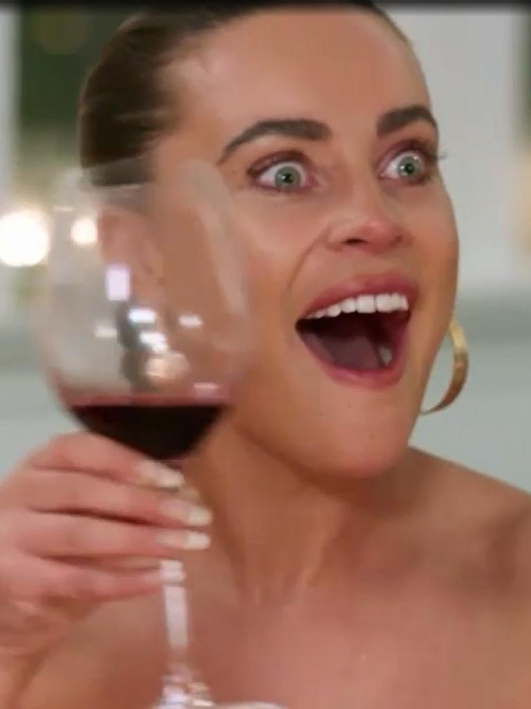 Bronte is seconds away from becoming a wine meme. Source: Nine