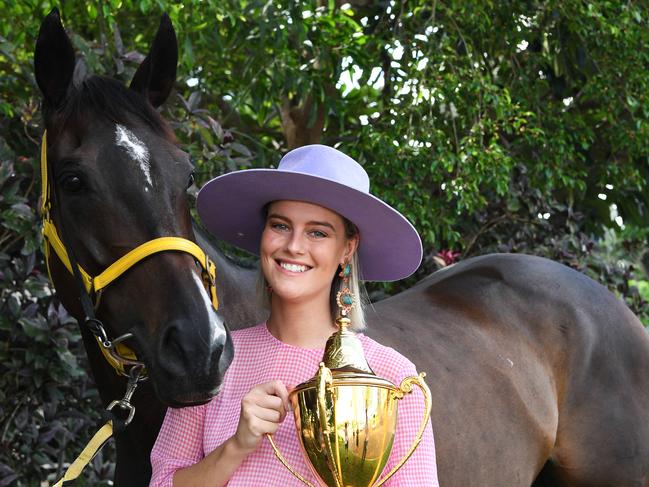 Darwin Turf Club young member Alex Ward with Yulong Awesome. Picture: Katrina Bridgeford