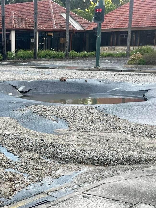 A sinkhole on Main Street in Nuriootpa. Picture Supplied