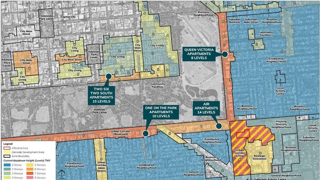 Map of the Glenside housing development area, showing nearby tower heights.