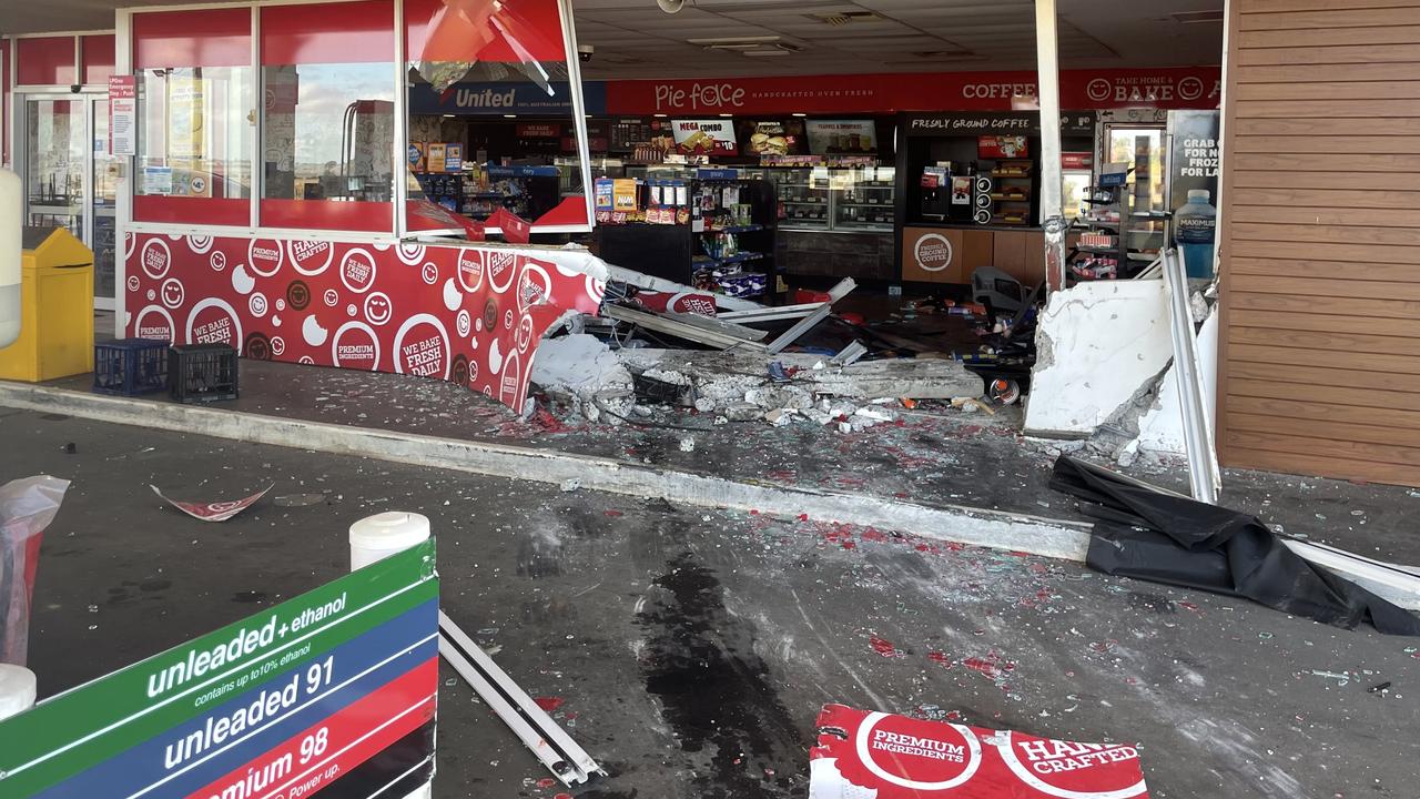 The ram raid at the United Fuel service station on the New England Highway on April 25, 2023.