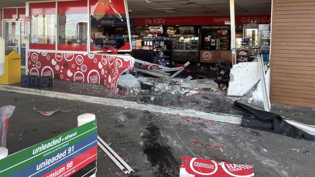 The ram raid at the United Fuel service station on the New England Highway on April 25, 2023.