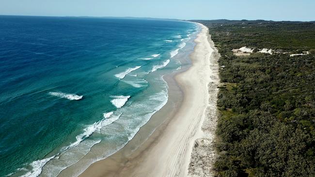 Aerial shot of Woorim Beach, Bribie Island. PICTURE: Melinda Courtney