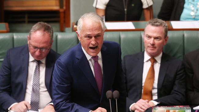 PM Malcolm Turnbull  in Question Time in the House of Representatives Chamber, at Parliament House in Canberra.