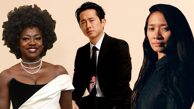 Viola Davis, Steven Yeun and Chloe Zhao lead the charge for diversity at the 2021 Oscars. Picture: AFP, Getty Images, Pat Martin/Searchlight