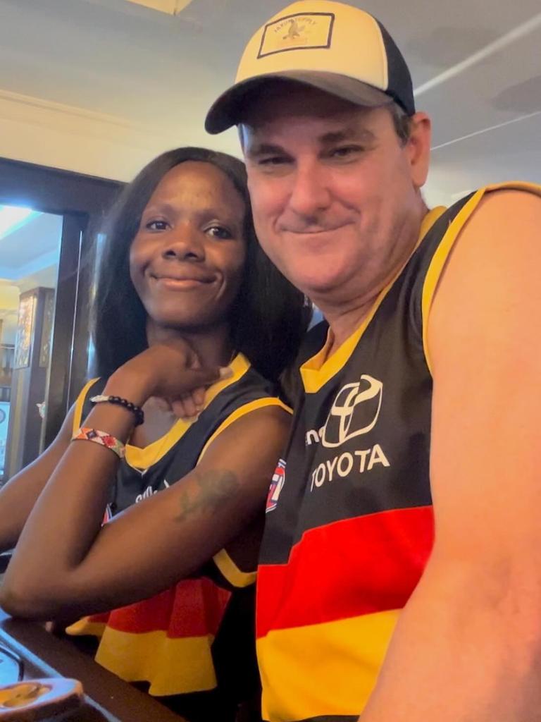 Troy Smith with wife Tracy in their Adelaide Crows supporter gear. Picture: Instagram