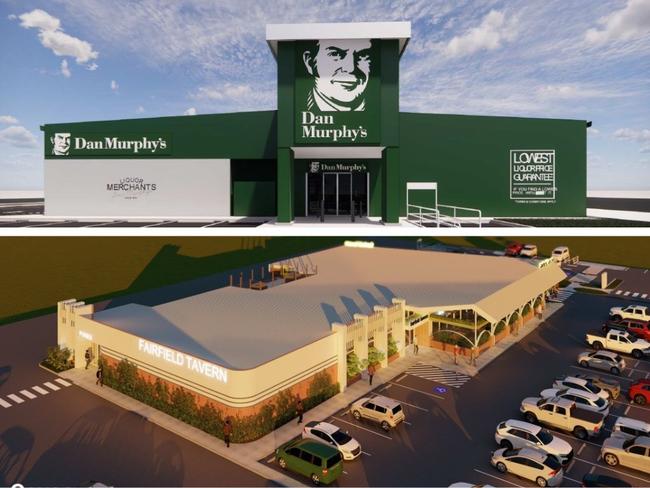 The Fairfield Tavern and Dan Murphy’s at Fairfield Central have received development approval from the Townsville City Council. Pictures: Supplied.