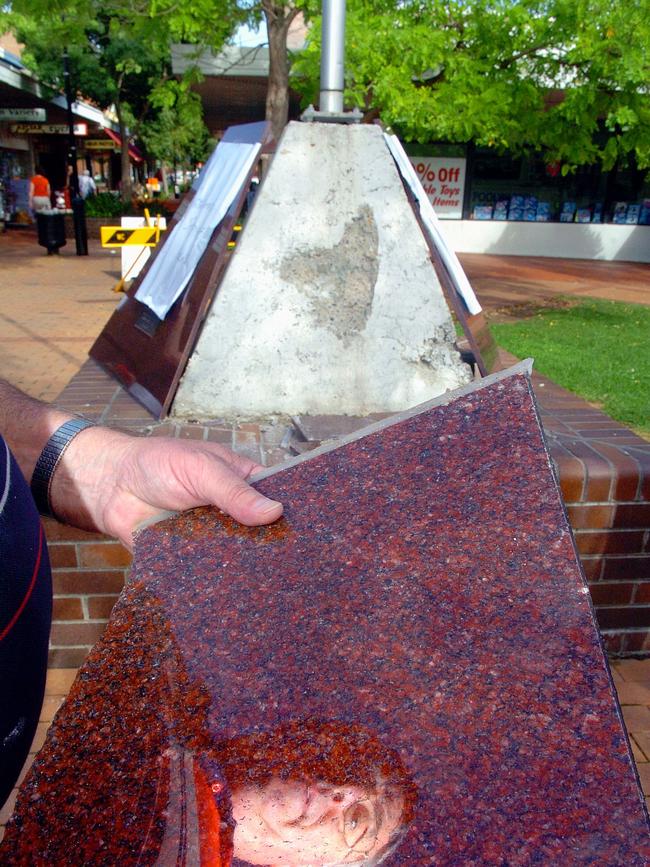 The war memorial was damaged in March, 2005, when it was struck by lightning. Picture: Ros Cannon