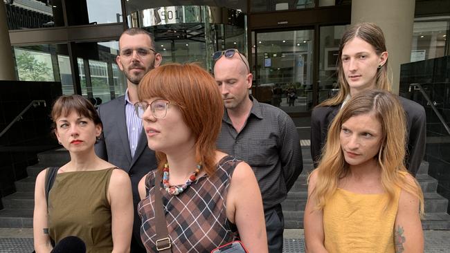 Activists Gerard Mazza, back left, Jesse Noakes, Emil Davey, Joana Partyka, front left, Matilda Lane-Rose and Tahlia Stolarski. Picture: Paul Garvey