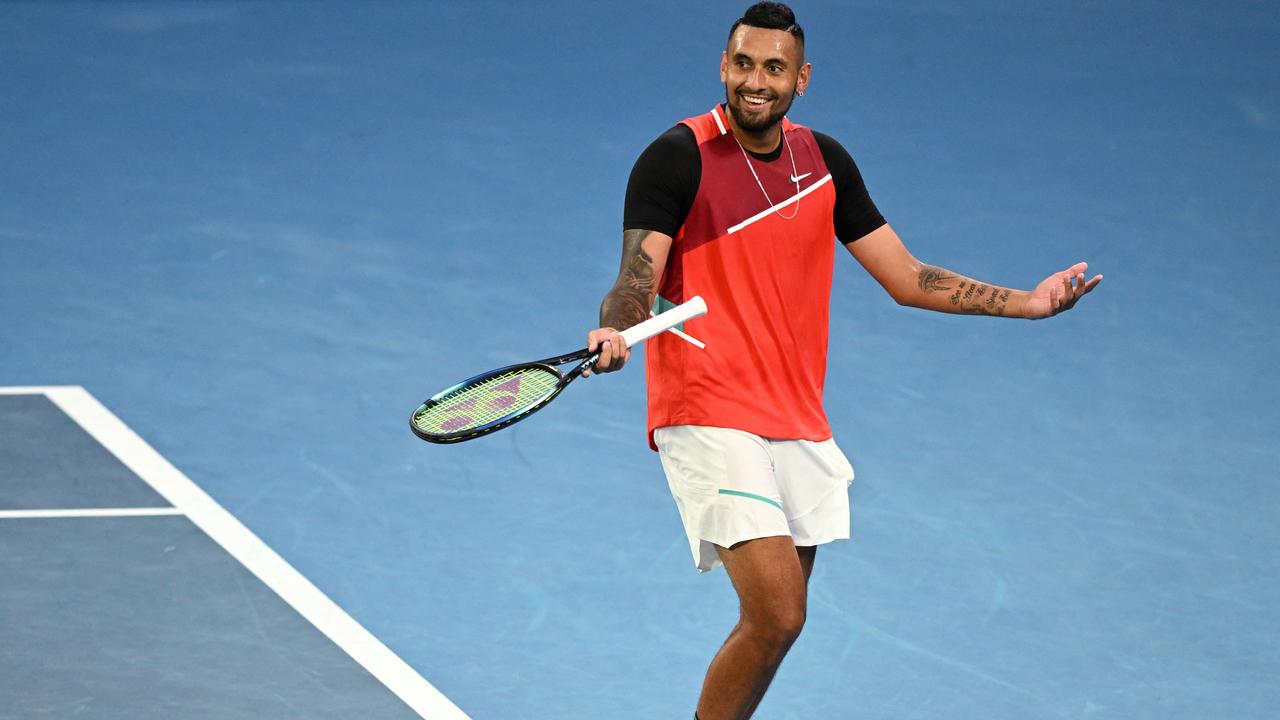 Nick Kyrgios always puts on a show. (Photo by Michael Errey / AFP)