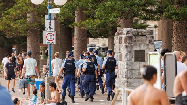 Reports of a large brawl at Manly Wharf broke out. Large scales of police &amp; riot squads stand by. Picture: Tim Pascoe