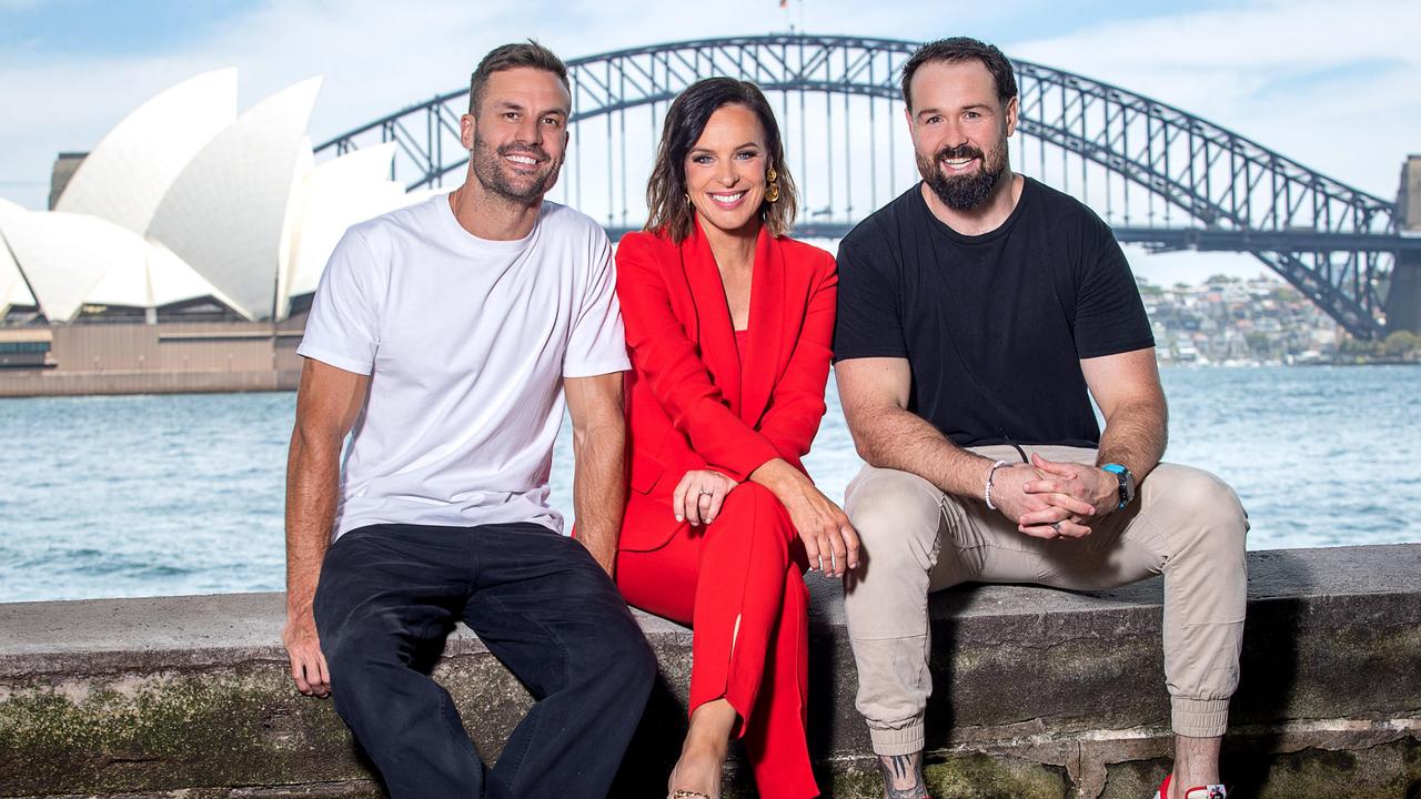 Triple M breakfast team Beau Ryan, Natarsha Belling and Aaron Woods. Picture: Supplied