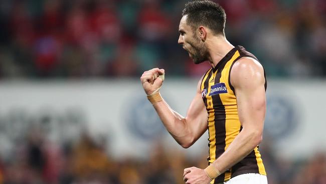 Jack Gunston celebrates a goal.