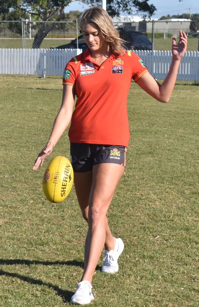 Lauren Bella of the Gold Coast Suns AFLW side back in Mackay, August 28, 2021. Picture: Matthew Forrest