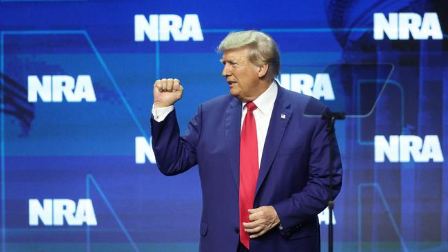Donald Trump at the 2023 NRA-ILA Leadership Forum in Indianapolis, Indiana, over the weekend. Picture: AFP