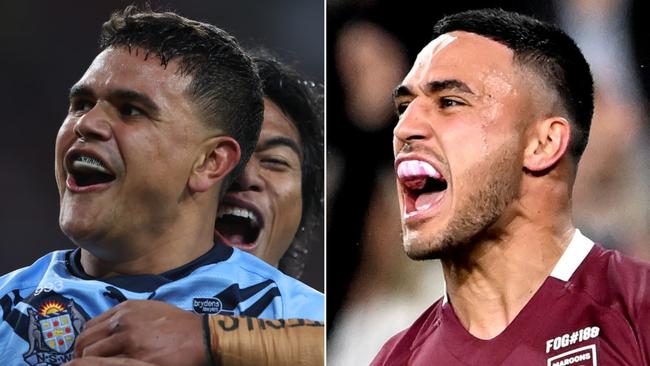 Latrell Mitchell (left) will be marked by Valentine Holmes.