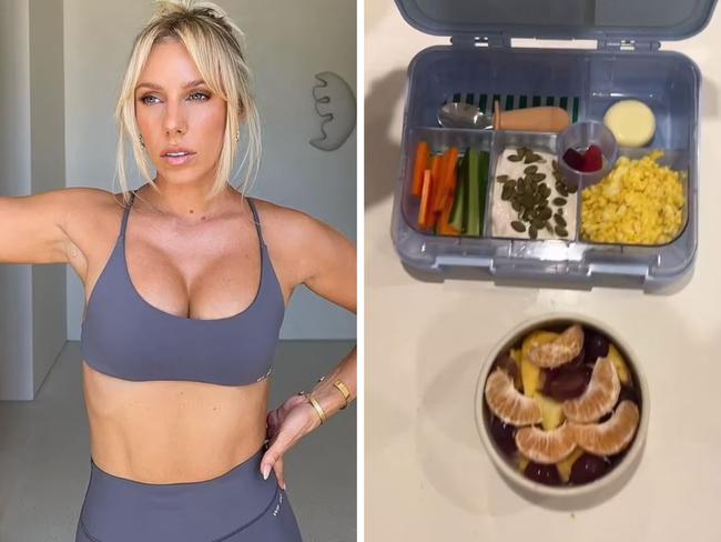 A controversial fitness influencer has sparked debate over the content’s of her five-year-old son’s 'healthy' lunchbox. Picture: Instagram