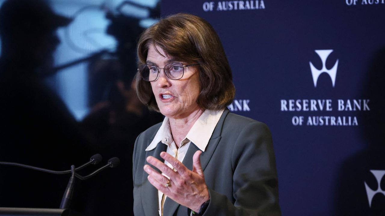 Governor Michele Bullock has warned that financial market expectations of a further three cuts by the middle of next year were “unrealistic” and it was too early to declare victory against steep price rises. Picture: David Gray/AFP