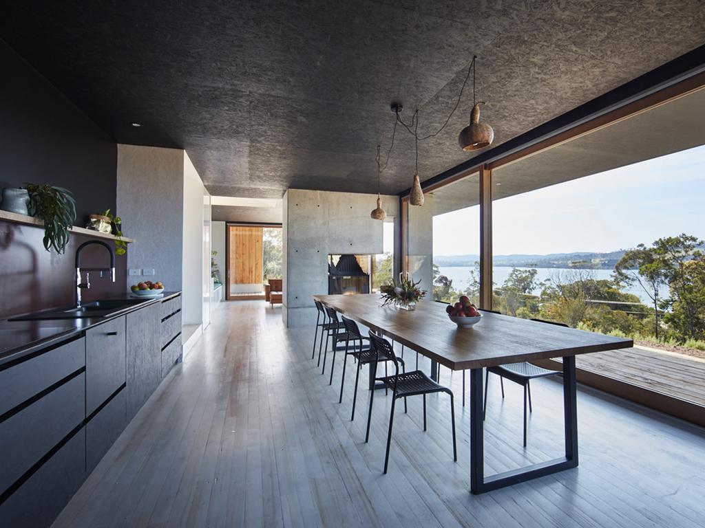 Straight lines and incredible views in the kitchen.