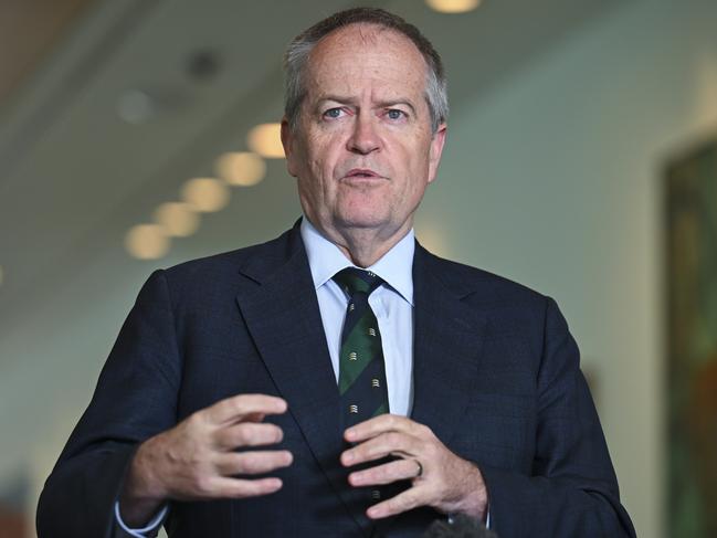 CANBERRA, AUSTRALIA  - NewsWire Photos - December 9, 2024:  Bill Shorten MP holds a press conference at Parliament House in Canberra. Picture: NewsWire / Martin Ollman