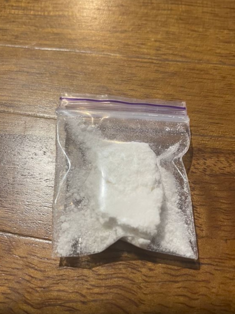 A white powdery substance inside a clear plastic bag. Picture: Qld Police