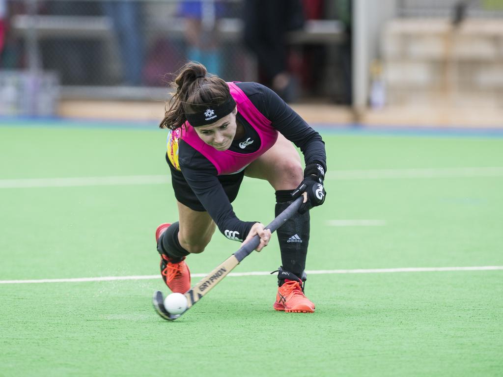 Tinesha Carey of Gold Coast against Tweed in Hockey Queensland Championships at Clyde Park, Sunday, May 2, 2021. Picture: Kevin Farmer