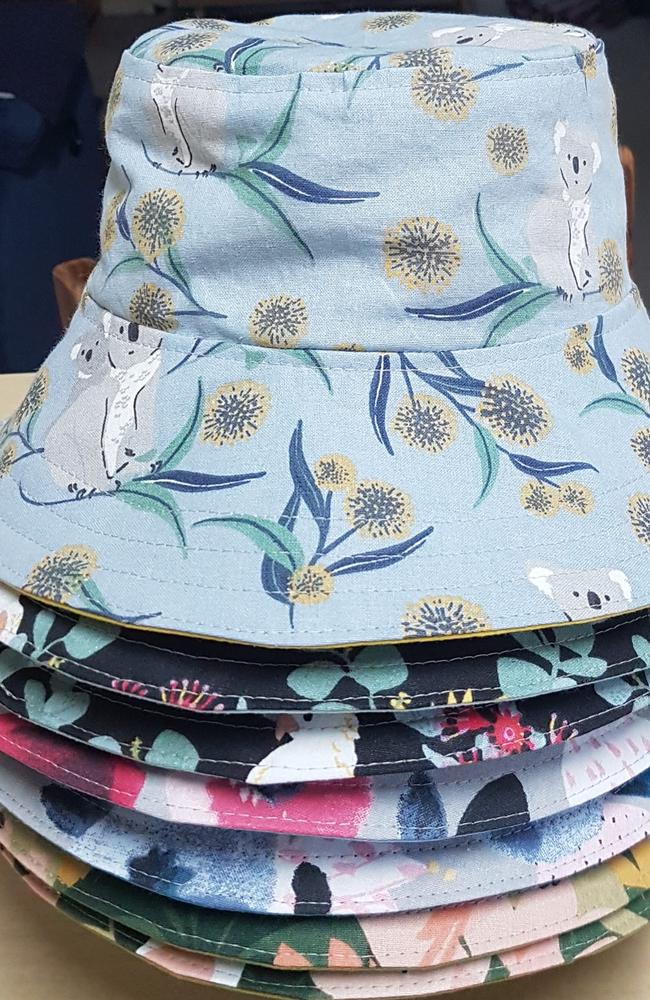 A woman has made hats from Kmart tea towels. Picture: Facebook/Kmart Home Decor &amp; Hacks Australia