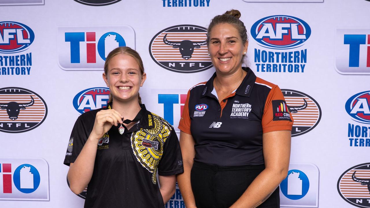 Frances Bowden of the Nightcliff Tigers was named the under-16s women's best and fairest winner of the 2024-25 NTFL season. Picture: Celina Whan / AFLNT Media