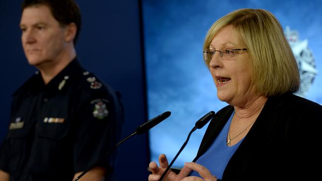 Police Minister Lisa Neville and Victoria Police Chief Commissioner Shane Patton address the media. Picture: NCA NewsWire / Andrew Henshaw