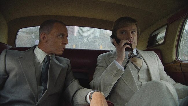 Jeremy Strong, left, as Roy Cohn and Sebastian Stan as Donald J. Trump in The Apprentice. Picture: Scythe Films