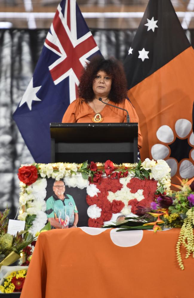 Federal NT Senator Malarndirri McCarthy at the state funeral for Dr Bush Blanasi on Friday, December 15.