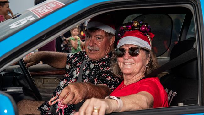 The Christmas convoy arrives at Casuarina square in readiness for Santa. Picture: Pema Tamang Pakhrin