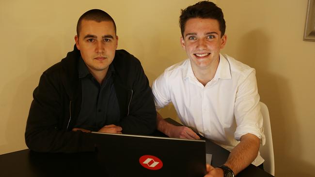 QUT students Bernd Hartzer and Austin Wilshire build a better 2016 Census server that is four times better than the $9 million server that the ABS use from IBM for the disastrous 2016 Census. Picture: Marc Robertson