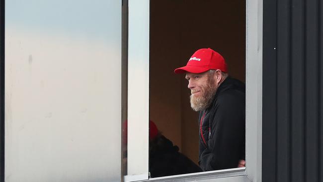 Darren Winter in his customary position in the Lauderdale coaching box earlier in the season. Picture: NIKKI DAVIS-JONES