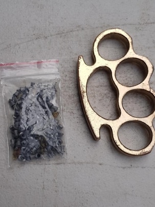 Police uncovered knuckle dusters at the raids. NSW Police.