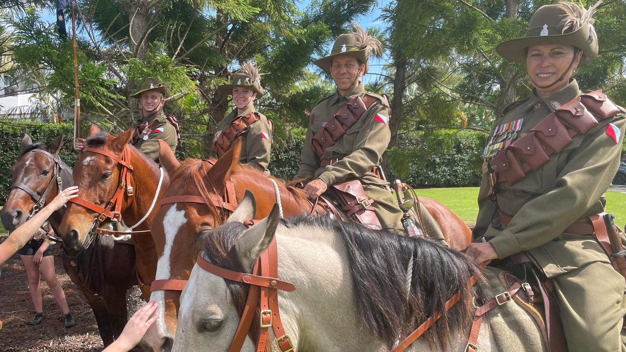 Troopers from the Fifth Light Horse Regiment Hervey Bay Troop. Troop Commander Mick Whitehead (far left), Trooper Nikki Jacobson, Trooper Ben Box and Trooper Violet Whitaker (far right).