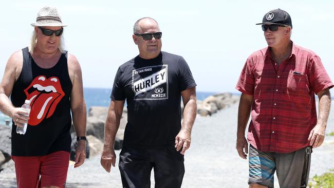 Gold Coast surf icons Andrew “Andy Mac’’' McKinnon, Pete “PT’’ Townend and Wayne “Rabbit’’ Bartholomew are among a growing band of surfers out to make Gold Coast politicians accountable to the state’s second-biggest industry. Picture: Jerad Williams