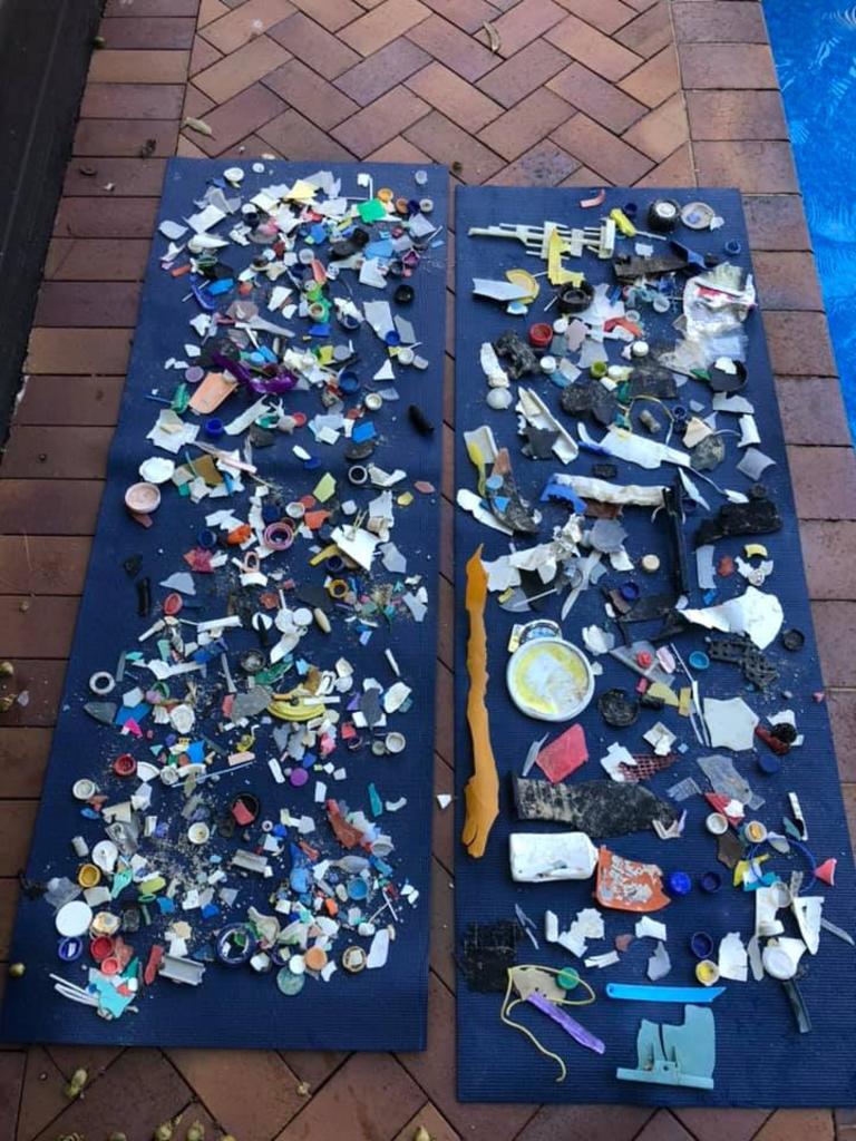 CONCERNING: Natalie's haul after 45 minutes of picking up rubbish at Double Island point.