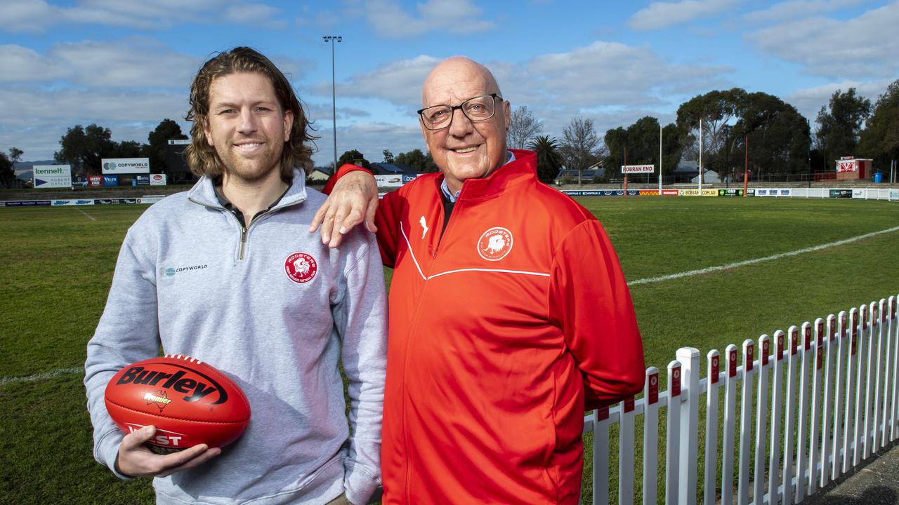 North Adelaide Magarey Medallists Aaron Young and Barrie Robran. Picture: Mark brake