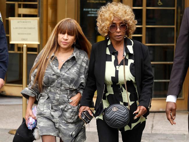 The rapper’s mother Janice Combs (right) leaves for lunch during the trial on Thursday (New York local time). Picture: Getty Images
