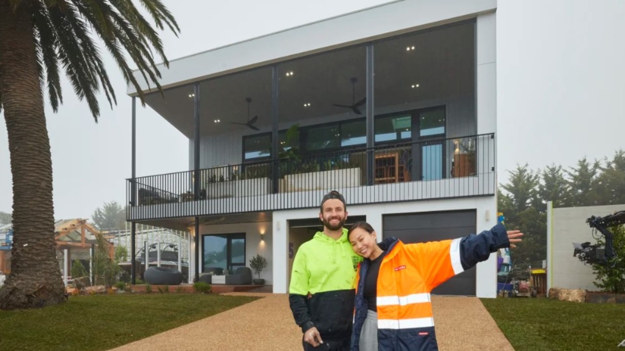 Danny Wallis said he thought the homes on the show were good quality, but had clearly been built as holiday homes, and didn’t bid fiercely due to uncertainty around Airbnb taxes. Pictured are Kristian and Mimi outside the property they renovated at 5/113-119 Justice Road, Cowes.