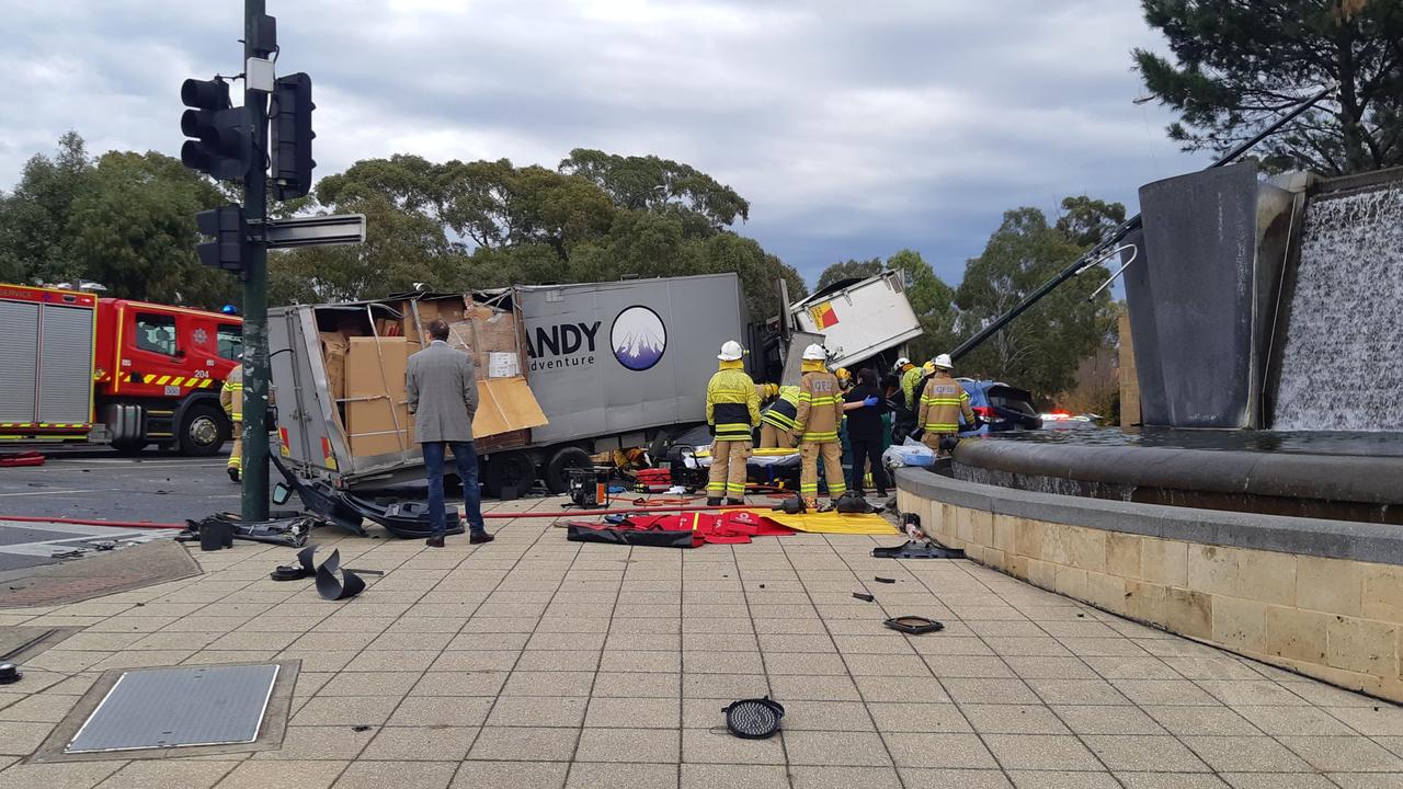 The serious crash at the Toll Gate intersection in South Australia. Picture: Lynton Grace