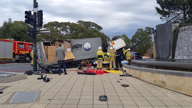 The serious crash at the Toll Gate intersection in South Australia. Picture: Lynton Grace