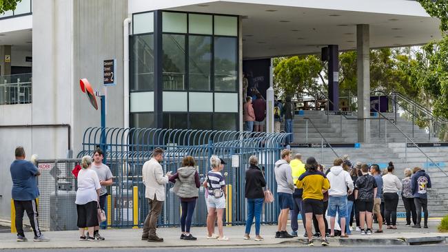 BBL Grand Final Tickets queue at Ninja Stadium. Picture: Caroline Tan