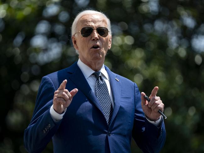 President Joe Biden speaks to the press before boarding Marine One en route to Austin, Texas in Washington, DC. Picture: Getty Images via AFP