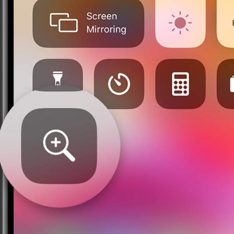 The magnifier app in the control centre of an iPhone.