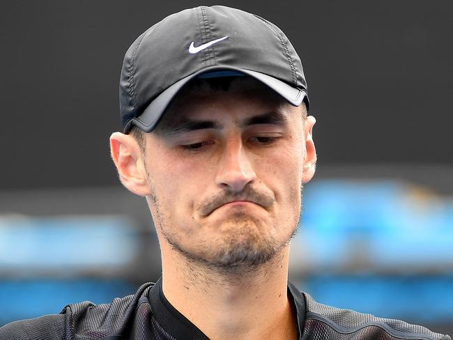 He came under fire only weeks ago for his comments after he bombed out of the Australian Open qualifying match final. Picture: AAP Image/Julian Smith